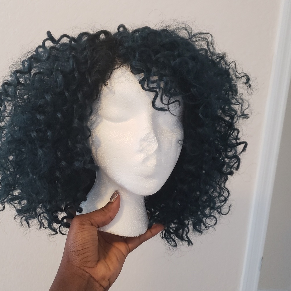 Soft Lace Front Dark Green Curl Natural Lookin Wig